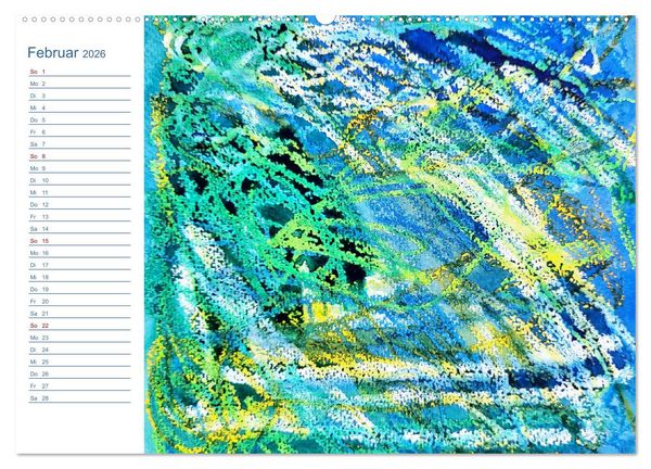 Produktbild: Jadegr&uuml;n und K&ouml;nigsblau - Zauberhafte Aquarellexperimente in Gr&uuml;n und Blau (Wandkalender 2026 DIN A2 quer), CALVENDO Monatskalender