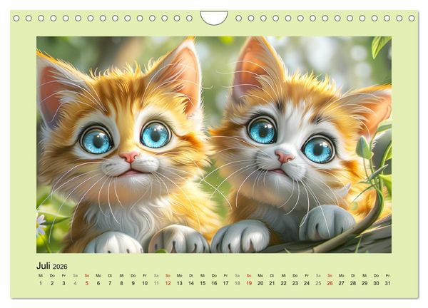 Produktbild: Katzen-Paradies. Entz&uuml;ckende Cartoon-K&auml;tzchen zum verlieben (Wandkalender 2026 DIN A4 quer), CALVENDO Monatskalender