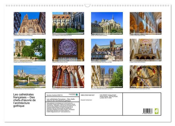 Produktbild: Les cath&eacute;drales fran&ccedil;aises &ndash; Des chefs-d'&oelig;uvre de l&rsquo;architecture gothique (Calendrier mural 2027 DIN A2 vertical), CALVENDO calendrier mensuel