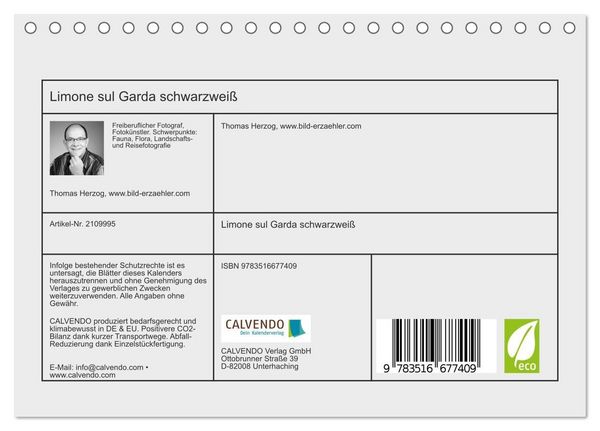 Produktbild: Limone sul Garda schwarzwei&szlig; (Tischkalender 2026 DIN A5 quer), CALVENDO Monatskalender