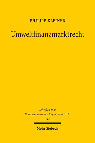 Produktbild: Umweltfinanzmarktrecht