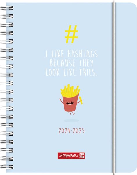 Schülerkalender 2024/2025 '#fries', 2 Seiten = 1 Woche, A6, 208 Seiten, hellblau
