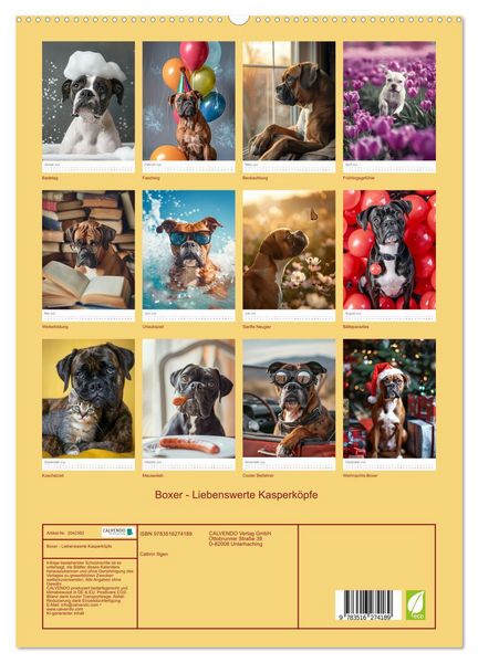 Produktbild: Boxer - Liebenswerte Kasperk&ouml;pfe (hochwertiger Premium Wandkalender 2026 DIN A2 hoch), Kunstdruck in Hochglanz