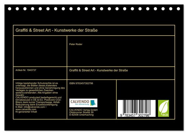 Produktbild: Graffiti & Street Art - Kunstwerke der Stra&szlig;e (Tischkalender 2026 DIN A5 quer), CALVENDO Monatskalender