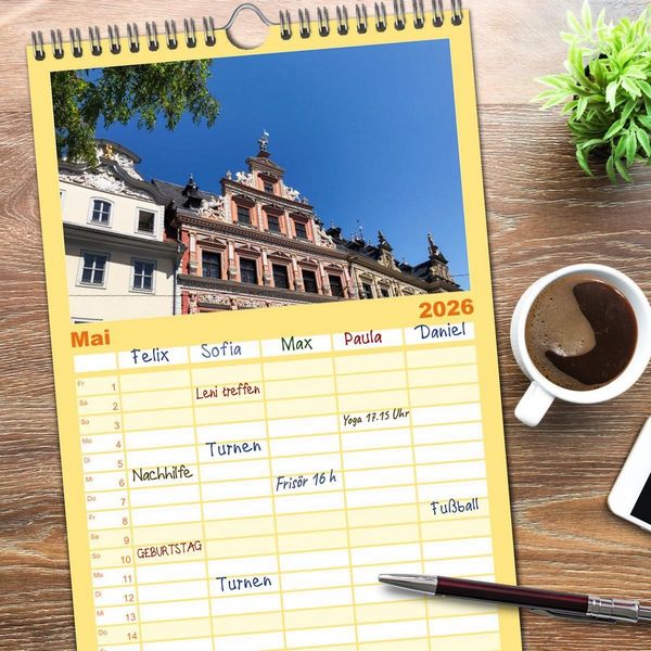 Produktbild: Familienplaner 2026 - Erfurt - So wunderbar mit 5 Spalten (Wandkalender, 21 x 45 cm) CALVENDO