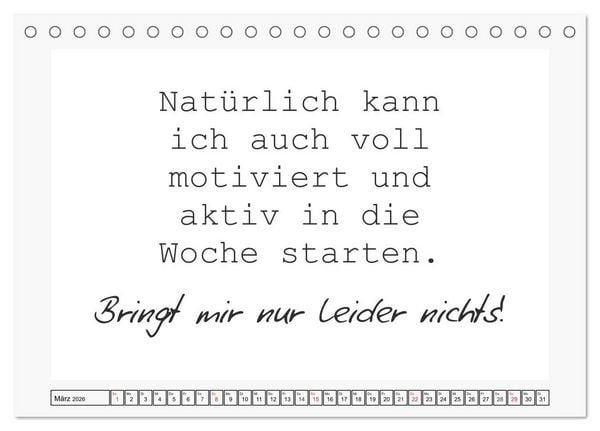 Produktbild: Typo-Kalender f&uuml;r das B&uuml;ro. Sarkasmus und fiese Spr&uuml;che (Tischkalender 2026 DIN A5 quer), CALVENDO Monatskalender