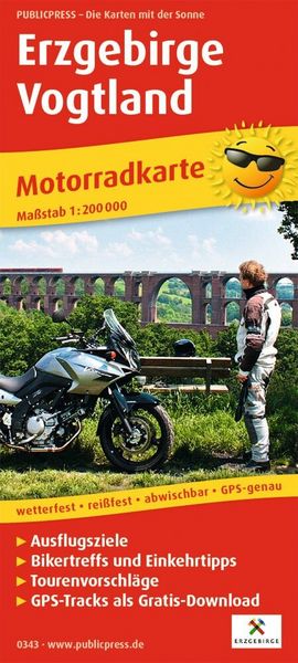 Produktbild: Motorradkarte Erzgebirge - Vogtland 1:200 000