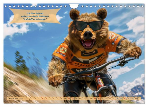 Produktbild: Der tierisch lustige Fahrradkalender (Wandkalender 2026 DIN A4 quer), CALVENDO Monatskalender