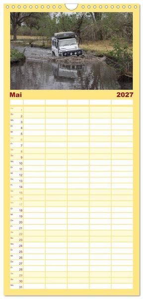 Produktbild: Familienplaner 2027 - Land Rover Defender - Unterwegs in Afrika mit 5 Spalten (Wandkalender, 21 x 45 cm) CALVENDO