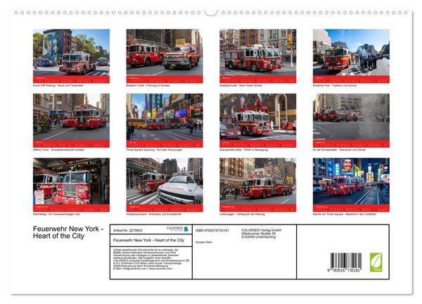 Produktbild: Feuerwehr New York - Heart of the City (hochwertiger Premium Wandkalender 2026 DIN A2 quer), Kunstdruck in Hochglanz