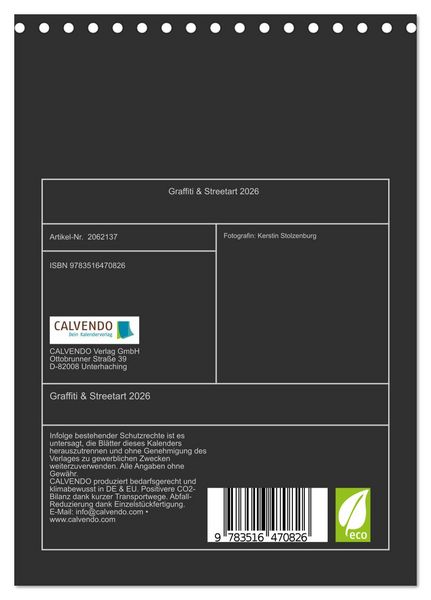 Produktbild: Graffiti & Streetart 2026 (Tischkalender 2026 DIN A5 hoch), CALVENDO Monatskalender