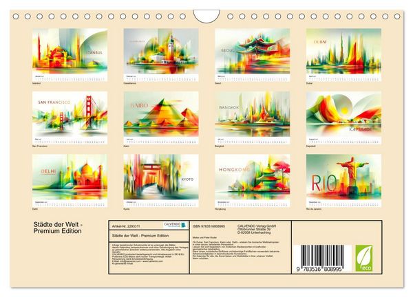 Produktbild: St&auml;dte der Welt - Premium Edition (Wandkalender 2027 DIN A4 quer), CALVENDO Monatskalender