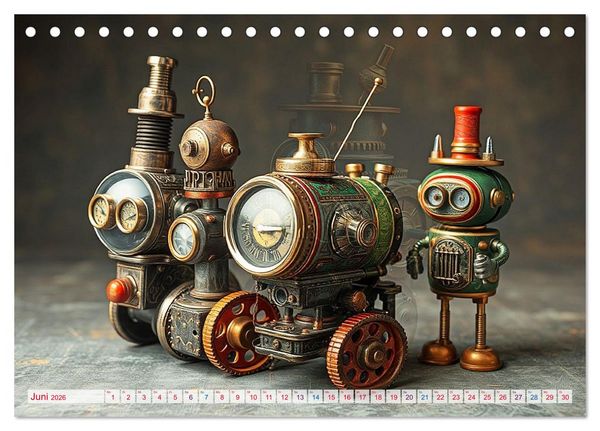 Produktbild: Mechanische Wunderwelten - Ein Jahr mit Steampunk Toys (Tischkalender 2026 DIN A5 quer), CALVENDO Monatskalender