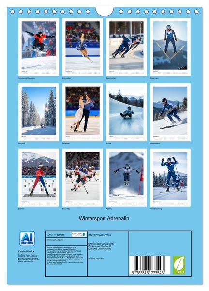 Produktbild: Wintersport Adrenalin (Wandkalender 2027 DIN A4 hoch), CALVENDO Monatskalender