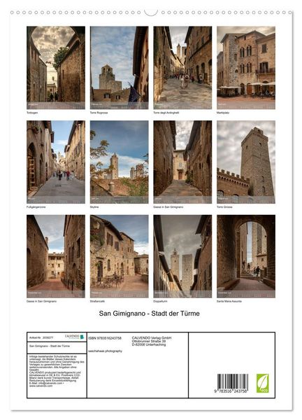 Produktbild: San Gimignano - Stadt der T&uuml;rme (hochwertiger Premium Wandkalender 2026 DIN A2 hoch), Kunstdruck in Hochglanz