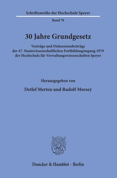 30 Jahre Grundgesetz., Taschenbuch von , Duncker & Humblot, 9783428045211