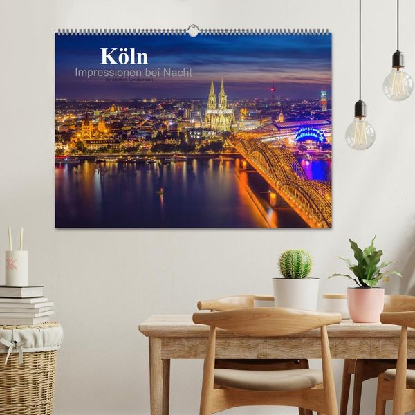 Produktbild: K&ouml;ln Impressionen bei Nacht (Wandkalender 2026 DIN A2 quer), CALVENDO Monatskalender