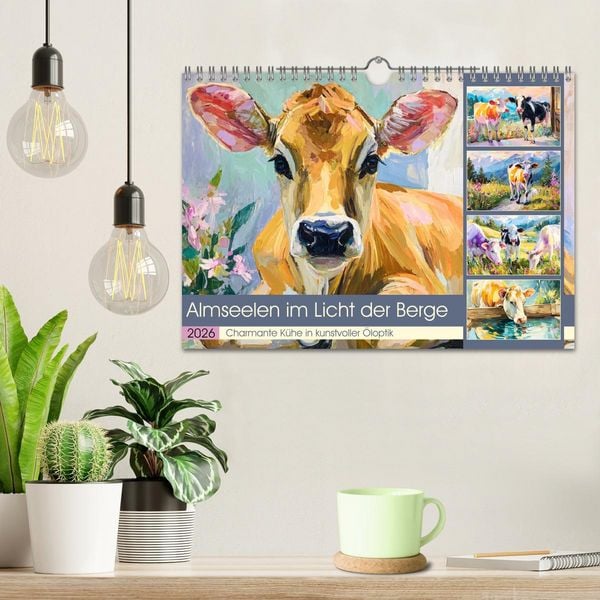 Produktbild: Almseelen im Licht der Berge. Charmante K&uuml;he in kunstvoller &Ouml;loptik (Wandkalender 2026 DIN A4 quer), CALVENDO Monatskalender