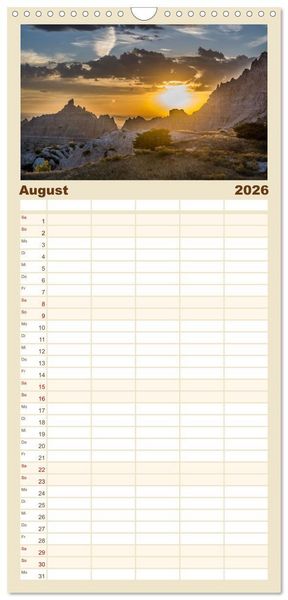 Produktbild: Familienplaner 2026 - Wyoming, South Dakota Colorado mit 5 Spalten (Wandkalender, 21 x 45 cm) CALVENDO