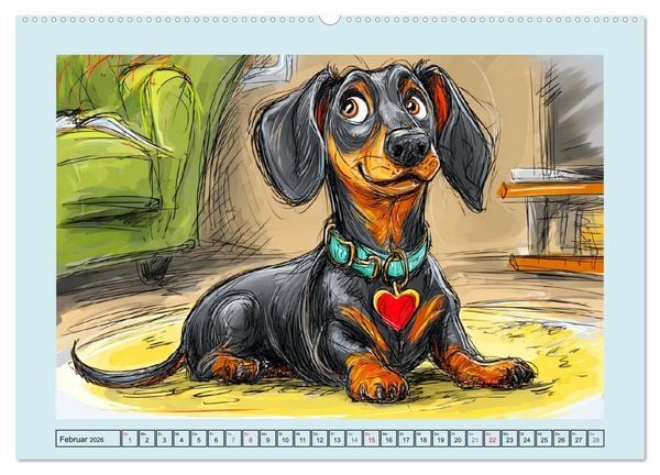 Produktbild: Dackel Fun. Zauberhafte Hunde Cartoons f&uuml;rs Herz (hochwertiger Premium Wandkalender 2026 DIN A2 quer), Kunstdruck in Hochglanz