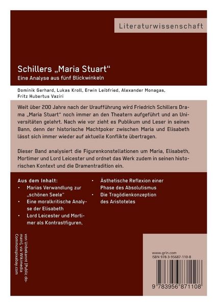 Produktbild: Schillers &bdquo;Maria Stuart&ldquo; &ndash; Eine Analyse aus f&uuml;nf Blickwinkeln