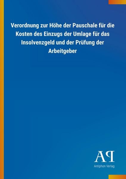 Produktbild: Verordnung zur H&ouml;he der Pauschale f&uuml;r die Kosten des Einzugs