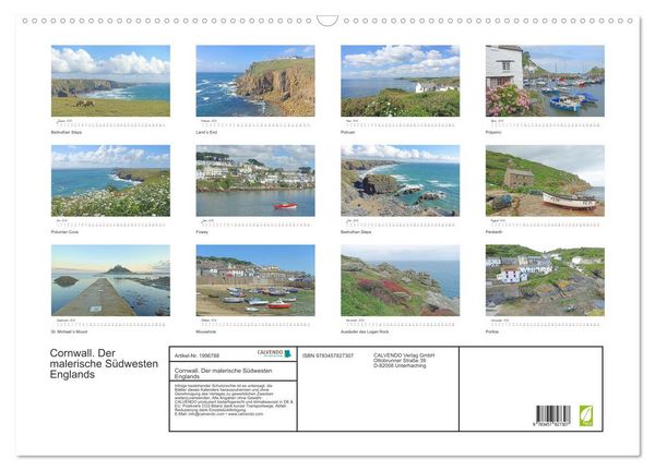 Produktbild: Cornwall. Der malerische S&uuml;dwesten Englands (Wandkalender 2026 DIN A2 quer), CALVENDO Monatskalender