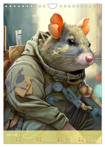 Produktbild: Tierische Krieger. Pelzige Soldaten im aktiven Dienst des Milit&auml;rs (Wandkalender 2026 DIN A4 hoch), CALVENDO Monatskalender
