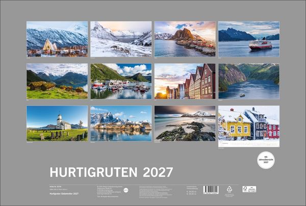 Produktbild: Hurtigruten Globetrotter Kalender 2027 - Von unber&uuml;hrten Fjorden und stillen Bergen