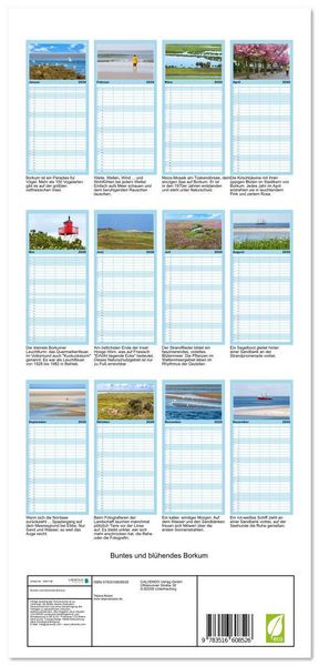 Produktbild: Familienplaner 2026 - Buntes und bl&uuml;hendes Borkum mit 5 Spalten (Wandkalender, 21 x 45 cm) CALVENDO