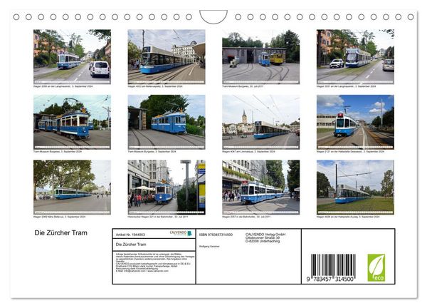 Produktbild: Die Z&uuml;rcher Tram (Wandkalender 2026 DIN A4 quer), CALVENDO Monatskalender