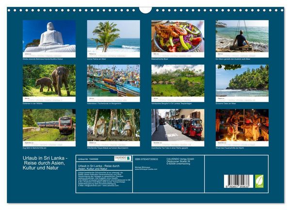 Produktbild: Urlaub in Sri Lanka - Reise durch Asien, Kultur und Natur (Wandkalender 2026 DIN A3 quer), CALVENDO Monatskalender