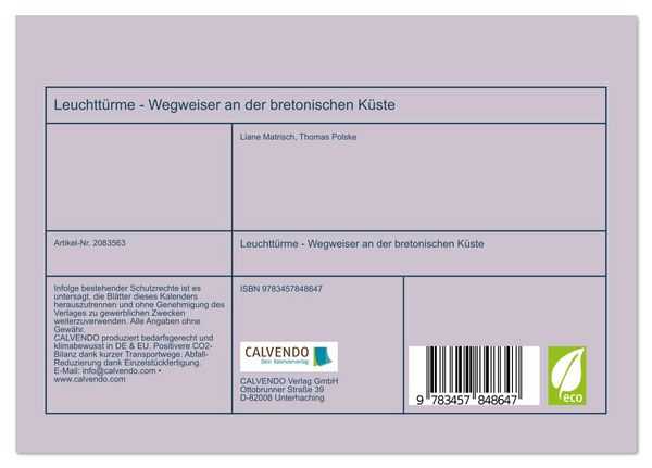 Produktbild: Leuchtt&uuml;rme - Wegweiser an der bretonischen K&uuml;ste (Tischkalender 2026 DIN A5 quer), CALVENDO Monatskalender