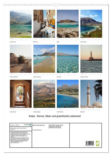 Produktbild: Kreta - Sonne, Meer und griechische Lebensart (Wandkalender 2026 DIN A2 hoch), CALVENDO Monatskalender