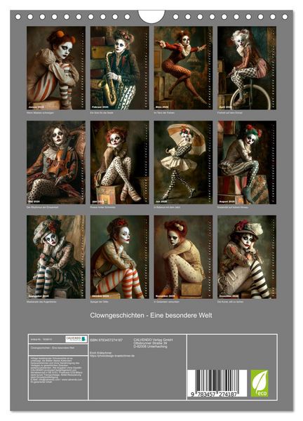 Produktbild: Clowngeschichten - Eine besondere Welt (Wandkalender 2026 DIN A4 hoch), CALVENDO Monatskalender