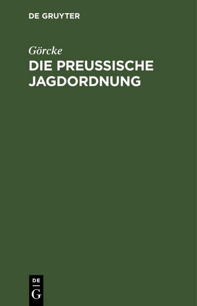 Produktbild: Die preu&szlig;ische Jagdordnung