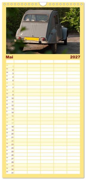 Produktbild: Familienplaner 2027 - Kultauto Ente Citro&euml;n 2CV mit 5 Spalten (Wandkalender, 21 x 45 cm) CALVENDO