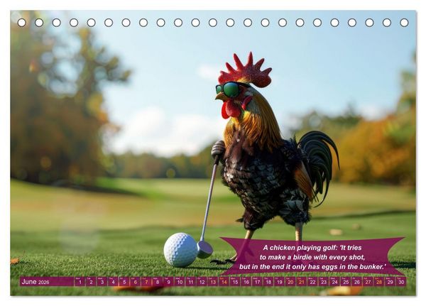 Produktbild: Funny charming animals as golf players (Desk Calendar 2026 DIN A5 landscape), CALVENDO 12 Month DeskCalendar