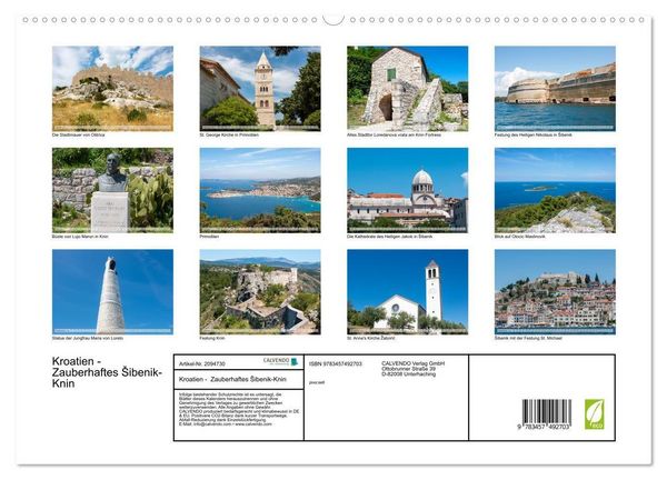 Produktbild: Kroatien - Zauberhaftes &Scaron;ibenik-Knin (hochwertiger Premium Wandkalender 2026 DIN A2 quer), Kunstdruck in Hochglanz