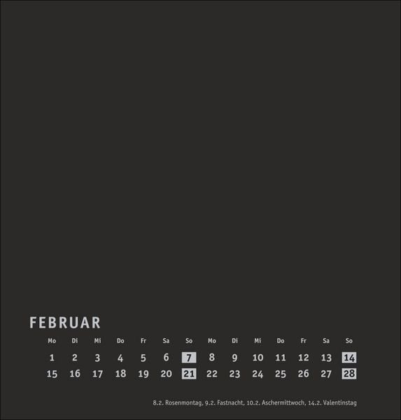 Produktbild: Premium-Bastelkalender schwarz mittel 2027