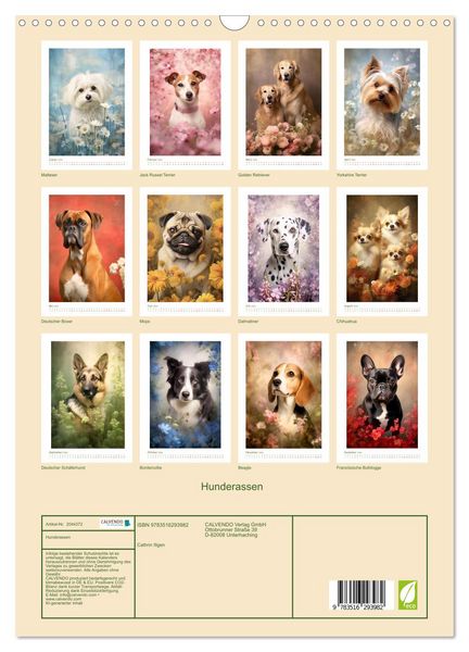 Produktbild: Hunderassen (Wandkalender 2026 DIN A3 hoch), CALVENDO Monatskalender