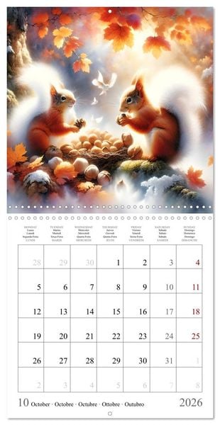Produktbild: Magie de l'&eacute;cureuil (Calendrier mural carr&eacute; 2026 30x30 cm) Calendrier double avec une page pour vos prises de notes