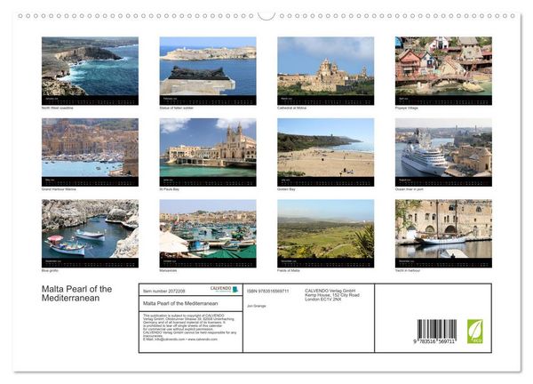 Produktbild: Malta Pearl of the Mediterranean (High Quality Premium Wall Calendar 2026 DIN A2 landscape),CALVENDO 12 Month Wall Calendar