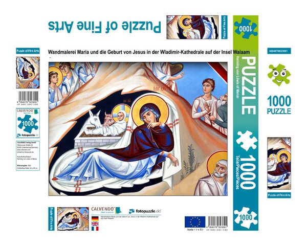 Produktbild: CALVENDO Puzzle Wandmalerei Maria und die Geburt von Jesus in der Wladimir-Kathedrale auf der Insel Walaam | 1000 Teile Lege-Gr&ouml;&szlig;e 64x48cm Foto-Puzzle