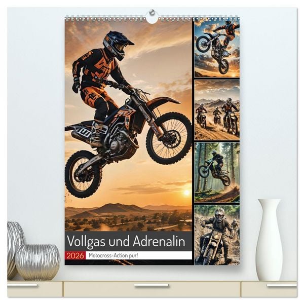 Produktbild: Vollgas und Adrenalin - Motocross-Action pur! (hochwertiger Premium Wandkalender 2026 DIN A2 hoch), Kunstdruck in Hochglanz