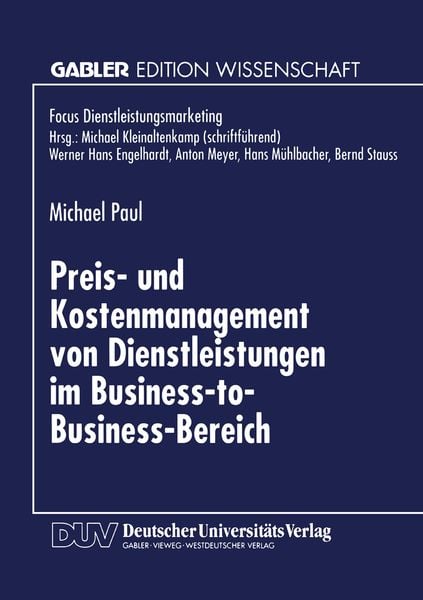 Produktbild: Preis- und Kostenmanagement von Dienstleistungen im Business-to-Business-Bereich