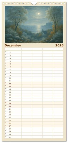 Produktbild: Familienplaner 2026 - Im Licht der Sehnsucht - Romantische Landschaften mit 5 Spalten (Wandkalender, 21 x 45 cm) CALVENDO