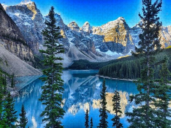 Produktbild: CALVENDO Puzzle Der Moraine Lake wurde 1969 sogar auf der 20-Dollar-Note im Rahmen der Scenes of Canadian Series abgebildet. | 1000 Teile Lege-Gr&ouml;&szlig;e 64x48cm Foto-Puzzle f&uuml;r gl&uuml;ckliche Stunden