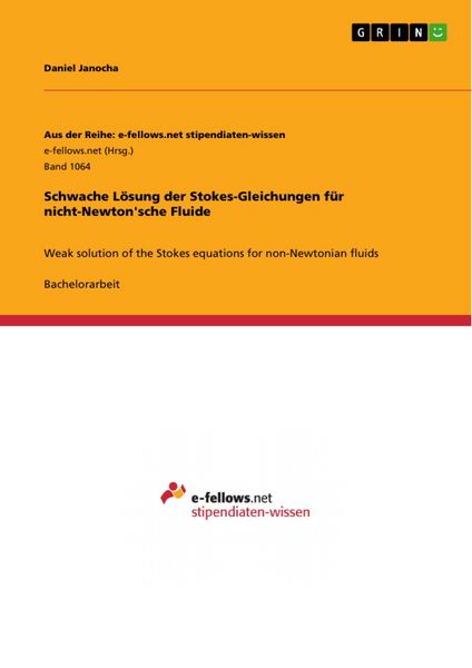 Produktbild: Schwache L&ouml;sung der Stokes-Gleichungen f&uuml;r nicht-Newton'sche Fluide