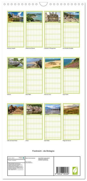Produktbild: Familienplaner 2026 - Frankreich - die Bretagne mit 5 Spalten (Wandkalender, 21 x 45 cm) CALVENDO